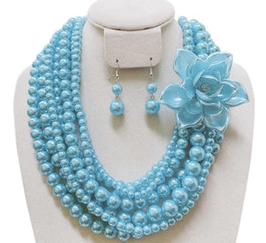 Aqua Blue Pearl Necklace