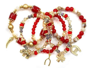 5 Layer Gold and Red Beaded Elephant Sorority
