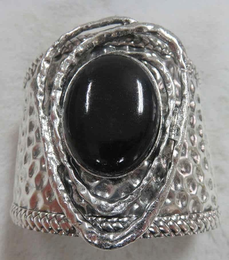 Black Stone Cuff Bracelet