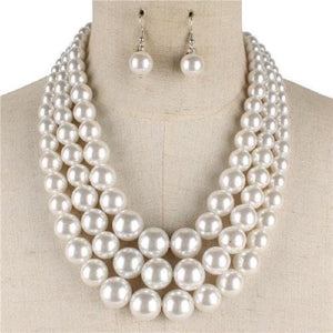 3 Layer White Pearl Necklace