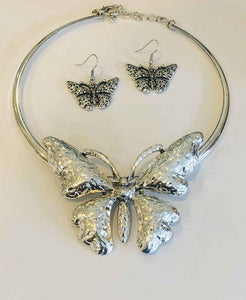 Silver Choker Butterfly Necklace
