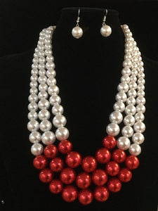 Sorority Red & White Pearl Set