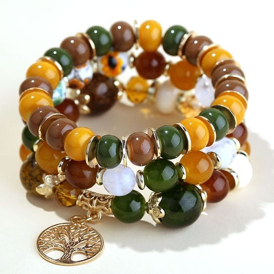 Tree Of Life Candy Bead Bracelet Green
