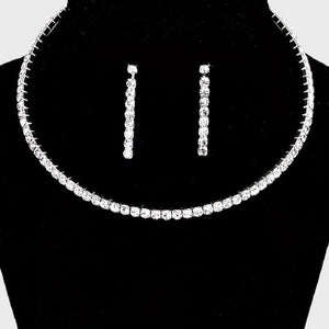 Sliver Rhinestone Choker Necklace