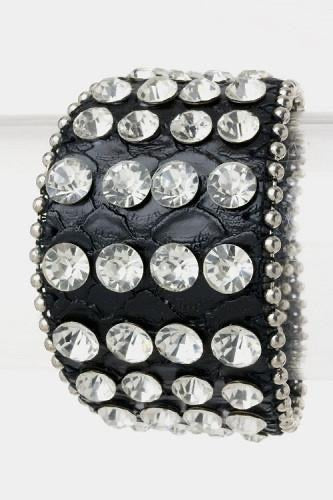 Black Leather Snap Bracelet