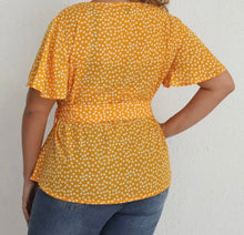 Load image into Gallery viewer, Clothing Floral Yellow Belted Blouse
