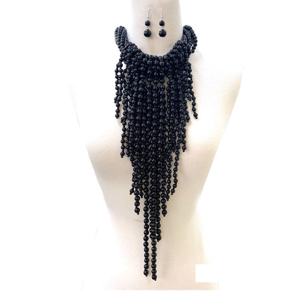Black Pearl Beaded Necklace