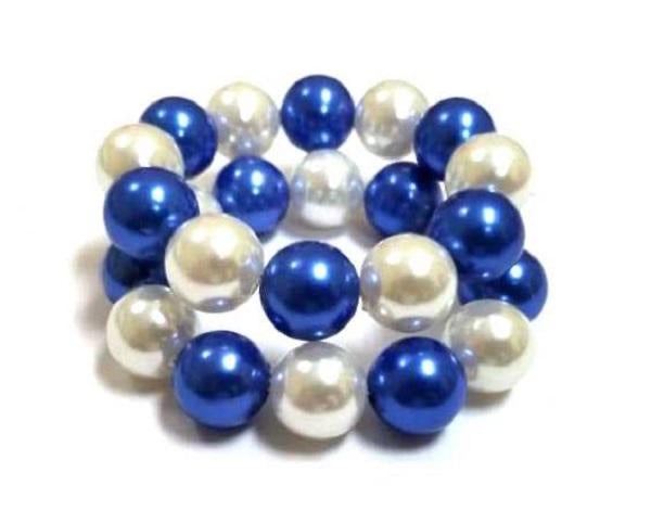 Sorority Blue & White Stretchy Bracelet