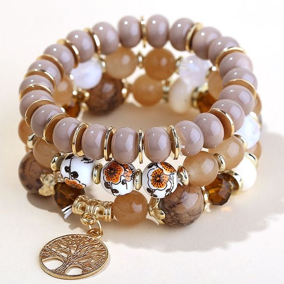 Tree Of Life Candy Bead Bracelet Tan