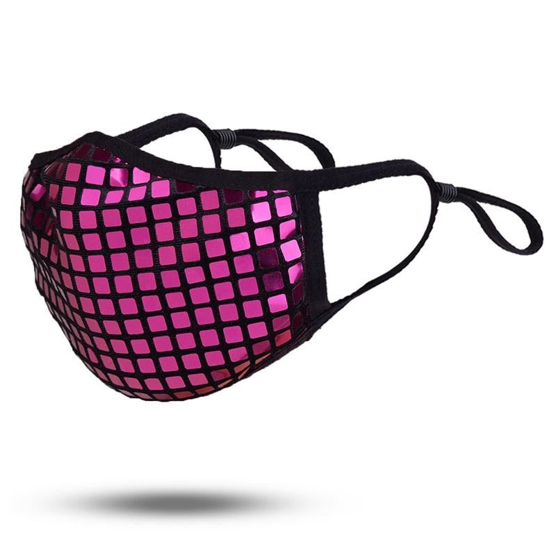 Black Square Fushia Sequin Mask