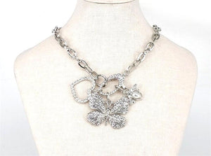 Silver Butterfly Heart Necklace