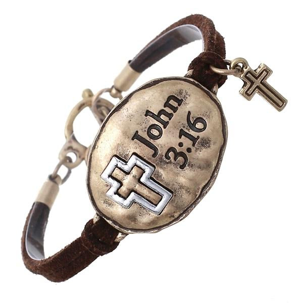 Brown Suede Bracelet with Gold 